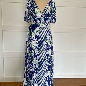 Floral Blue and Green Maxi Dress
